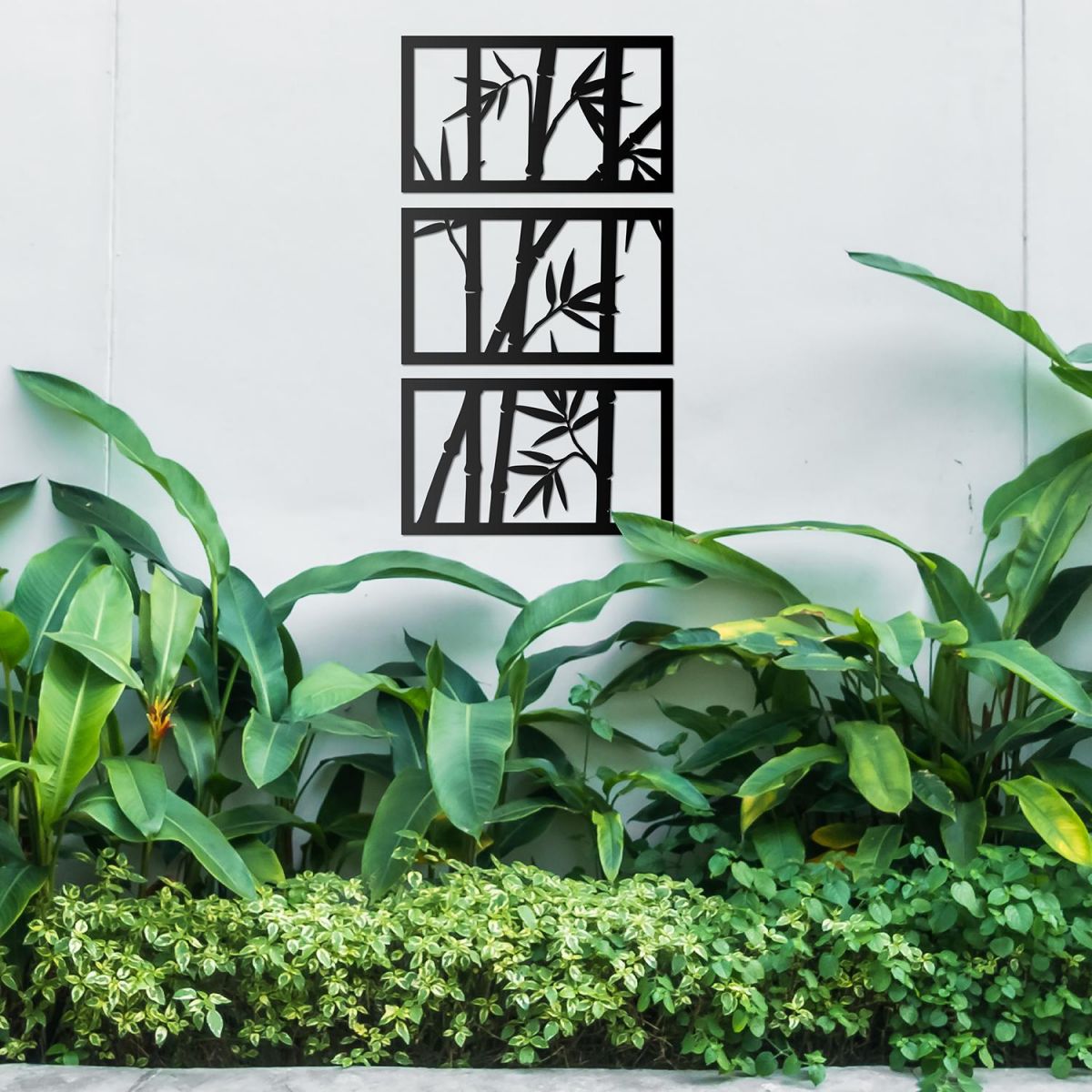 Bamboo Wall Art in Garden