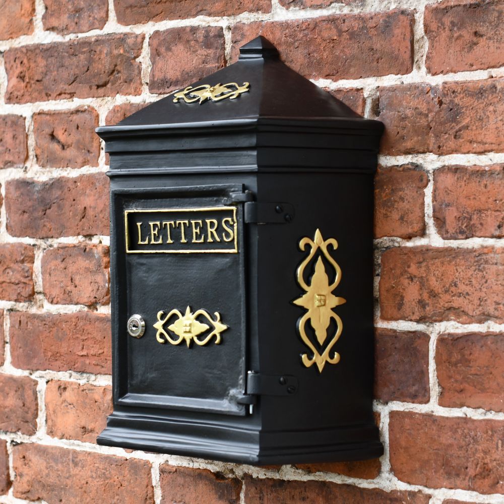 "Bantock" Post Box in Black and Gold