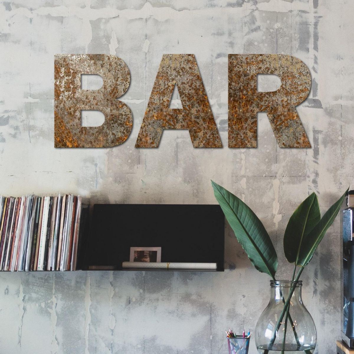 Metal Letter Sign "BAR" 
