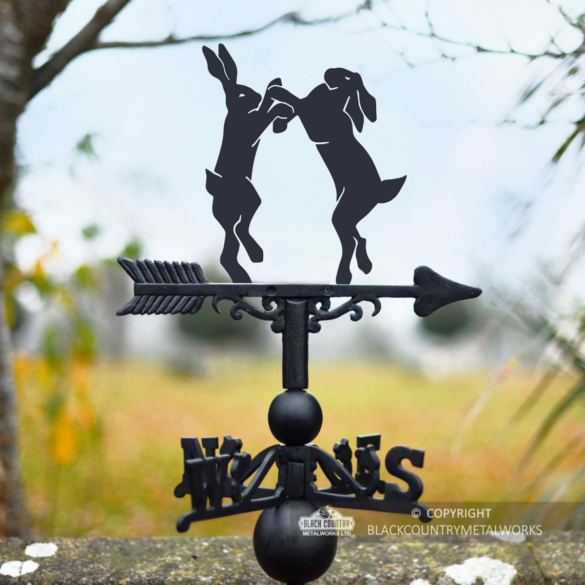 Boxing Hares Weathervane Finished in Black