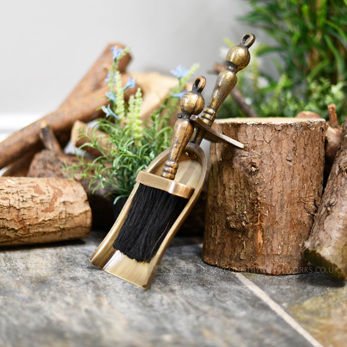 "Coven Hall" Cast Iron Brush and Pan Set