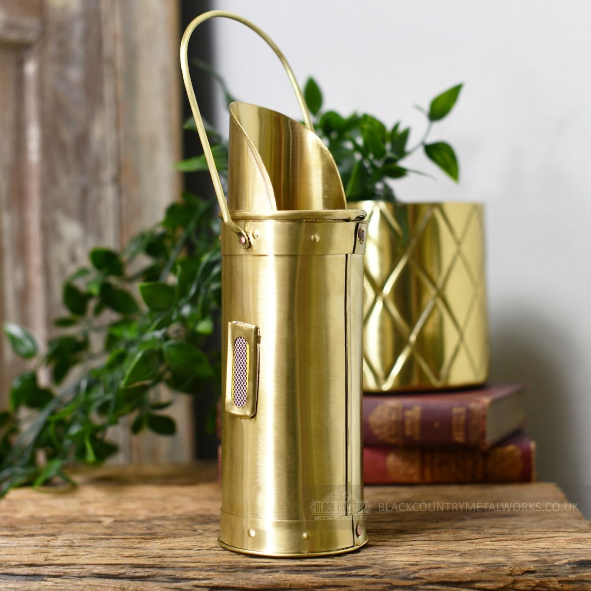 Brushed Brass match holder with match striker plate