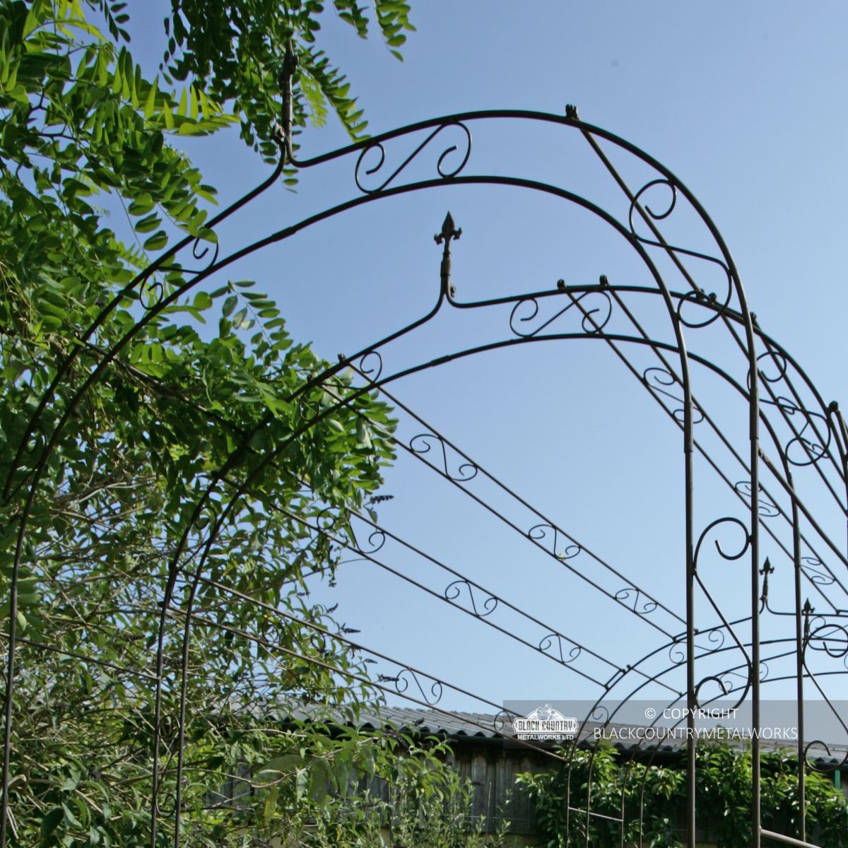 Black archway in garden