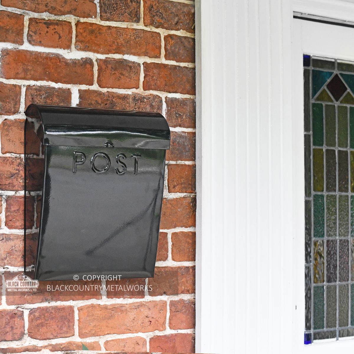 thumbnail image 2 of Black Country Metal Works Deluxe Cityscape Black Post Box - Contemporary With Lock, UK Made 2 of 4