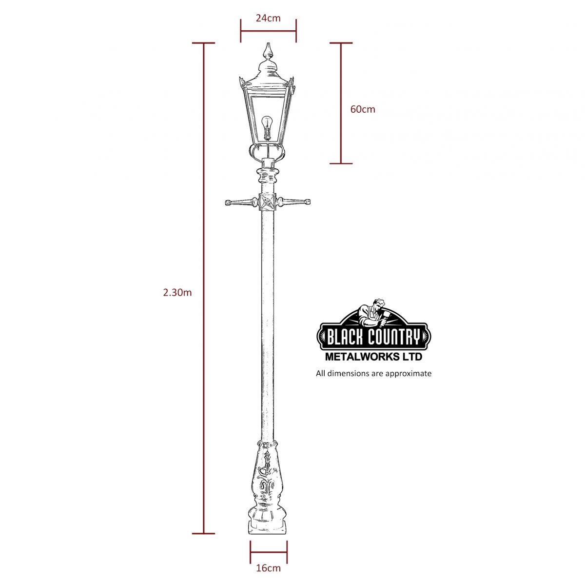 Lamp post Dimensions
