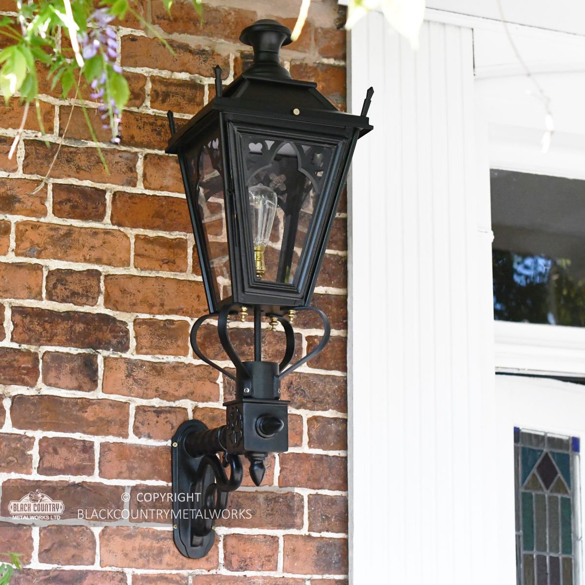 Black Gothic Wall Lantern on Royale Bracket 95 x 48cm