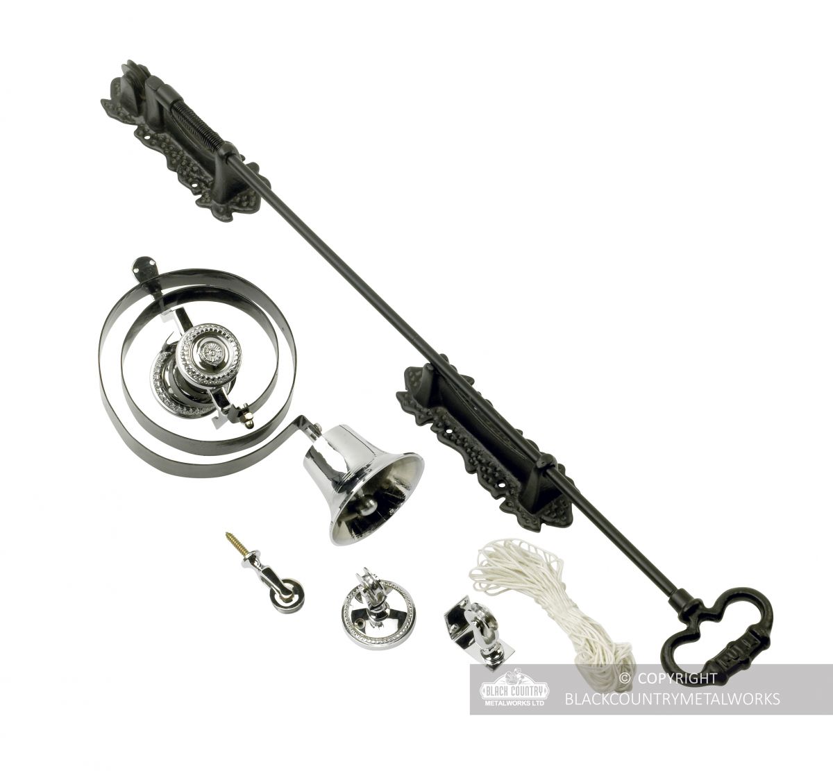 Bright chrome Butler door bell kit