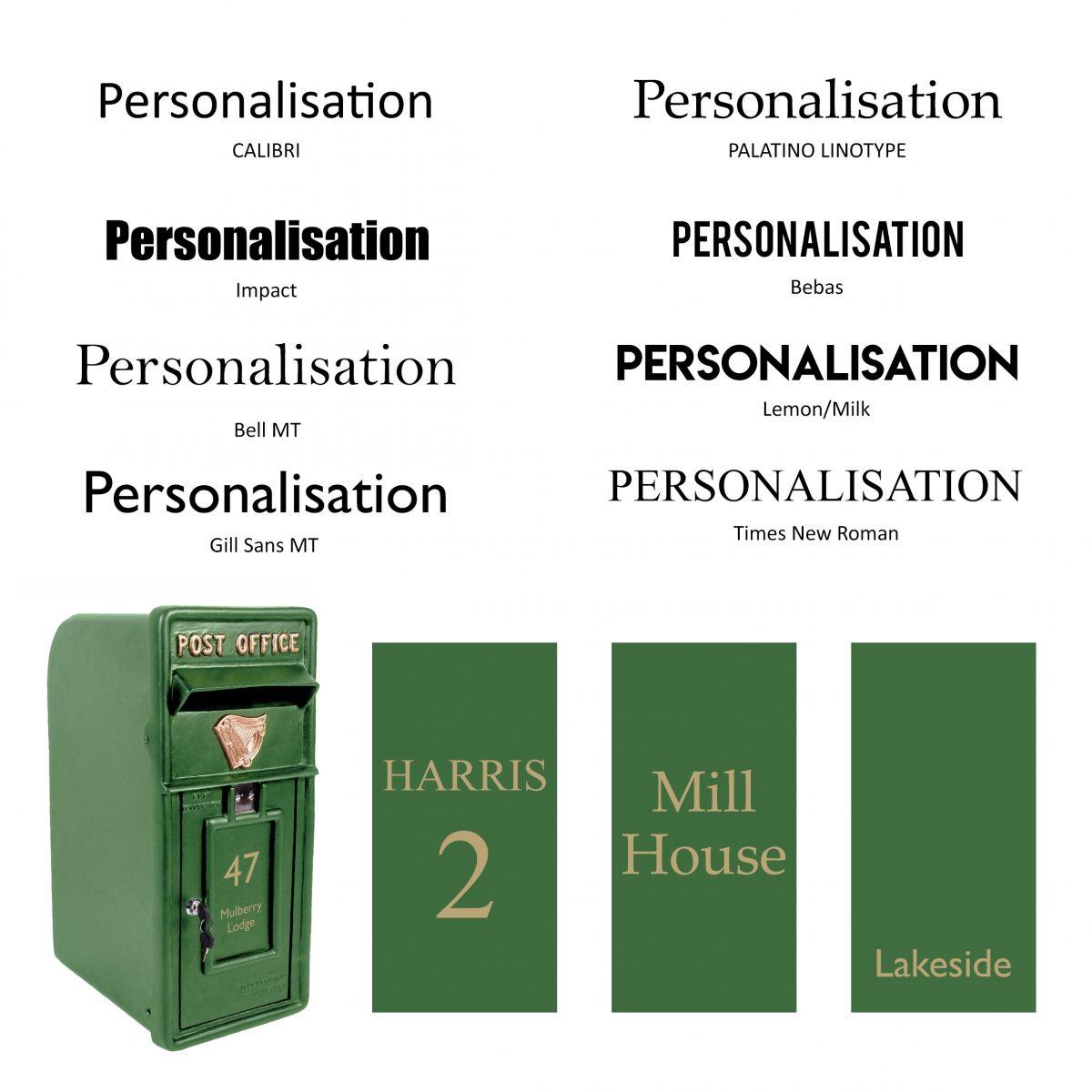 Irish Harp Post and Parcel Box With Column