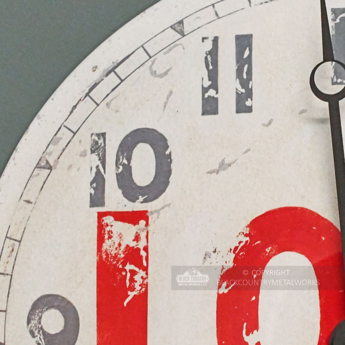 Close up of Shabby chic print on wall clock