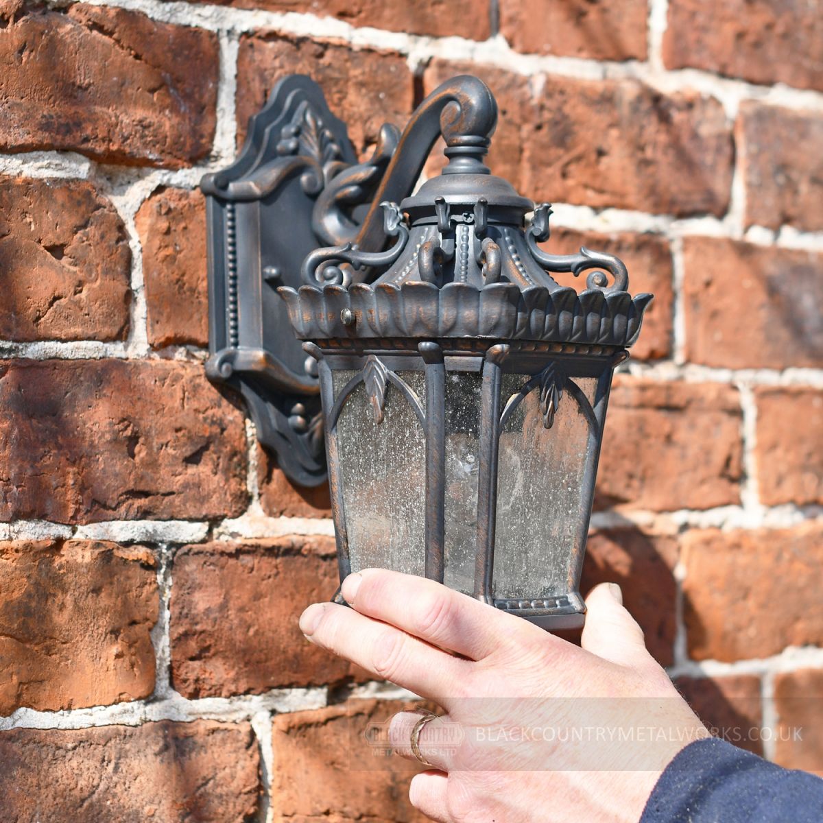 "Cotswold" Small Ornate Bronze Top Fix Wall Lantern 