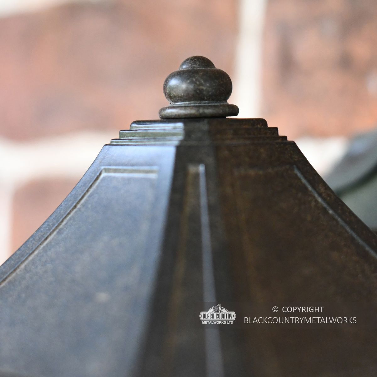 close up of finial on lantern