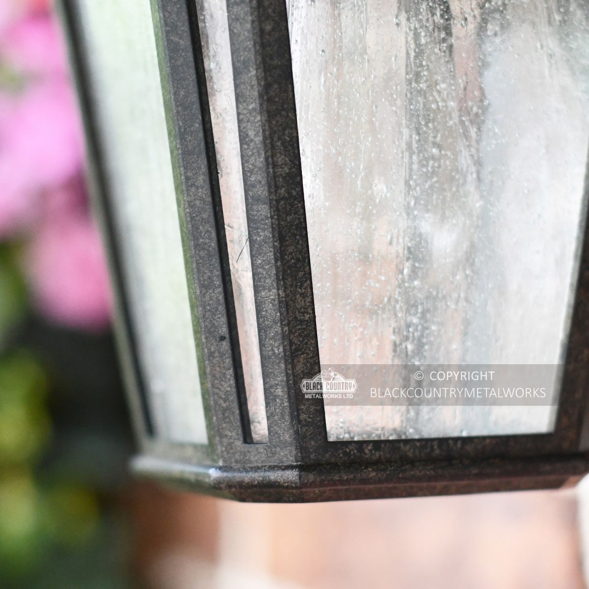 Close up of frosted glass on wall light