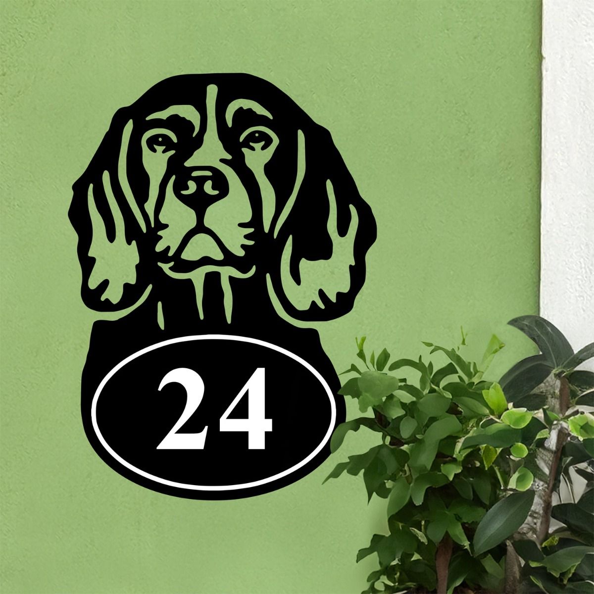 Beagle Dog Iron House Number Sign 