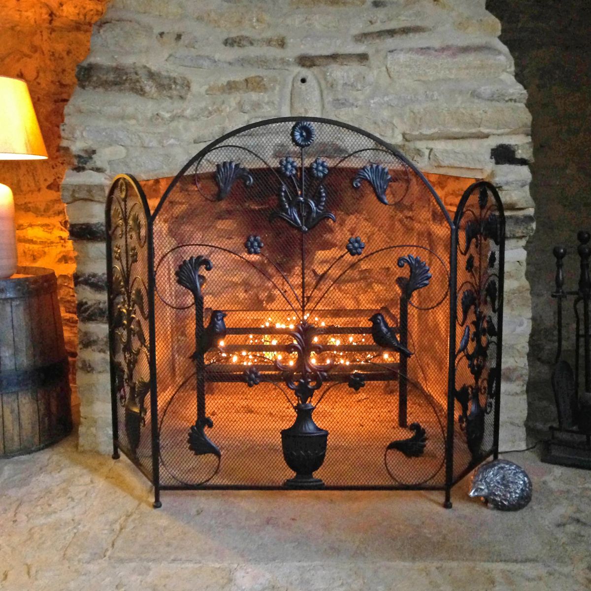 Beautiful Fire Guard with robin detail