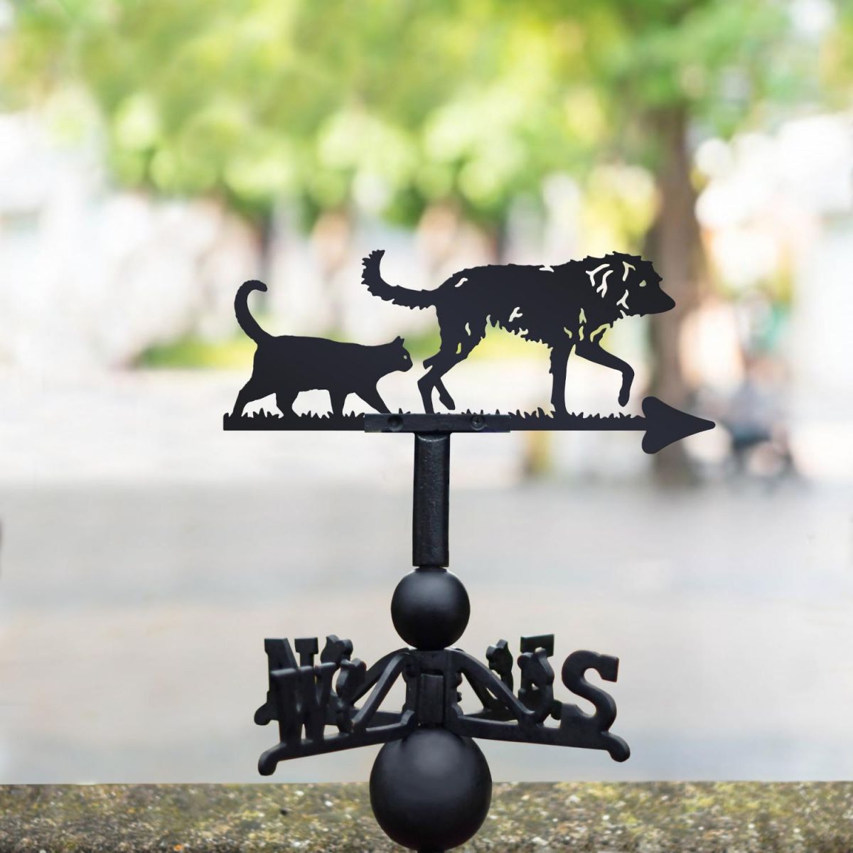 Bedlington Whippet & Cat Weathervane In The Park