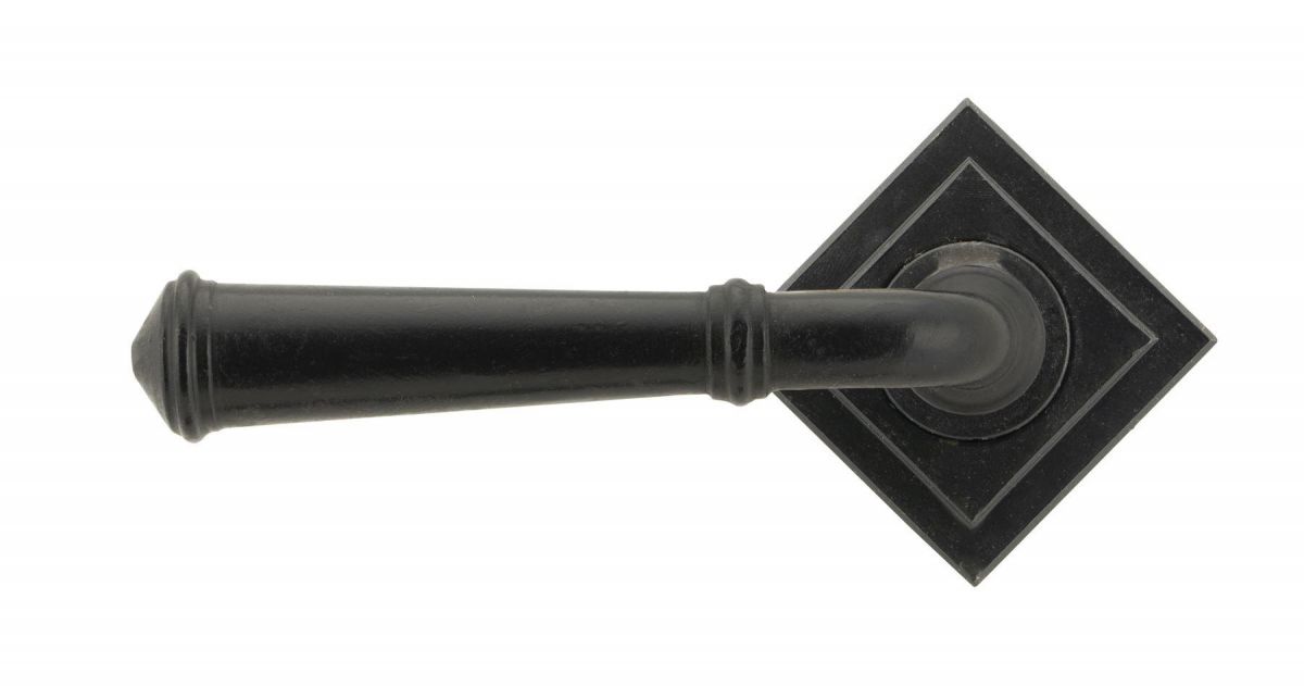 Beeswax Unsprung Lever Door Handle on Diamond Rose