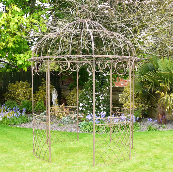 "Bellevue Park" Iron Vintage Gazebo finished in Rustic Brown