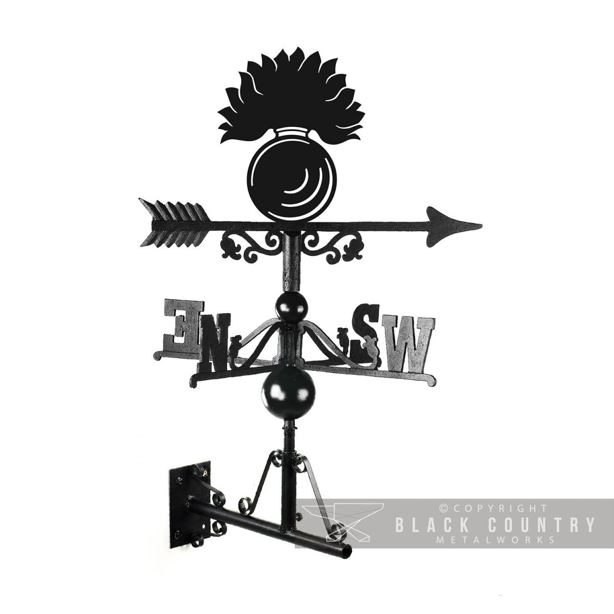 Grenadier Guards Regiment Weathervane Finish in a Black Finish