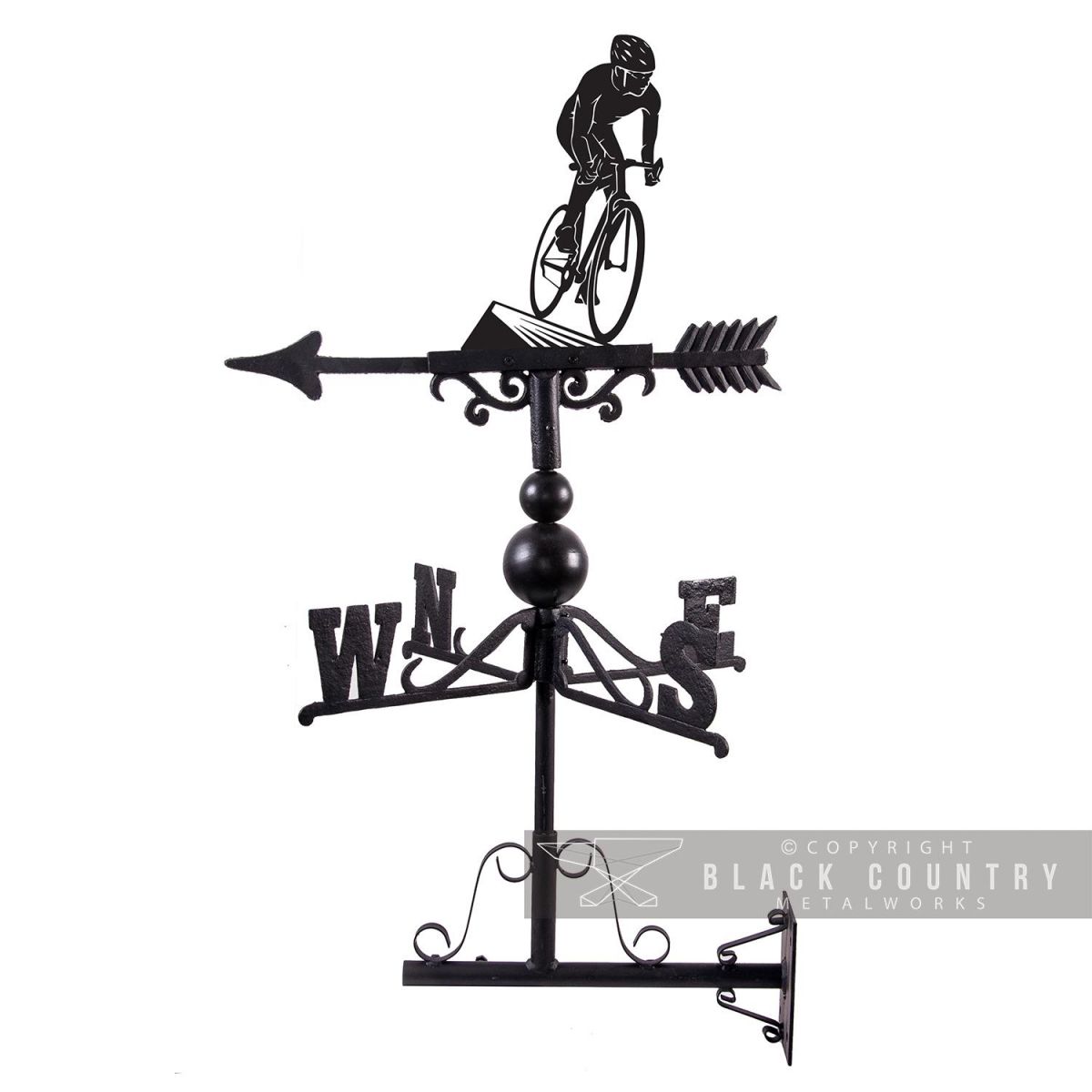 Cyclist Weathervane finished in Black