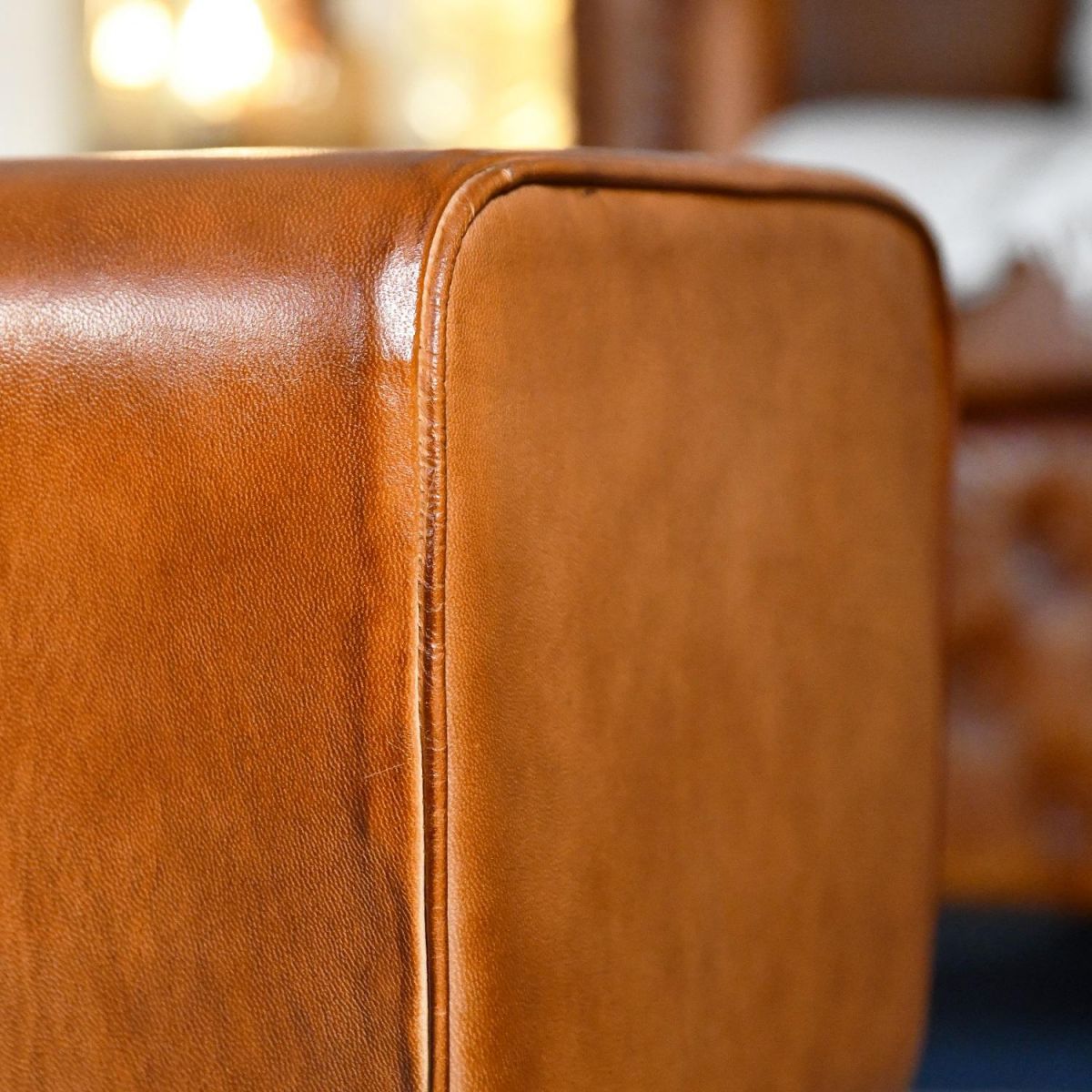 Close up of leather stitching 
