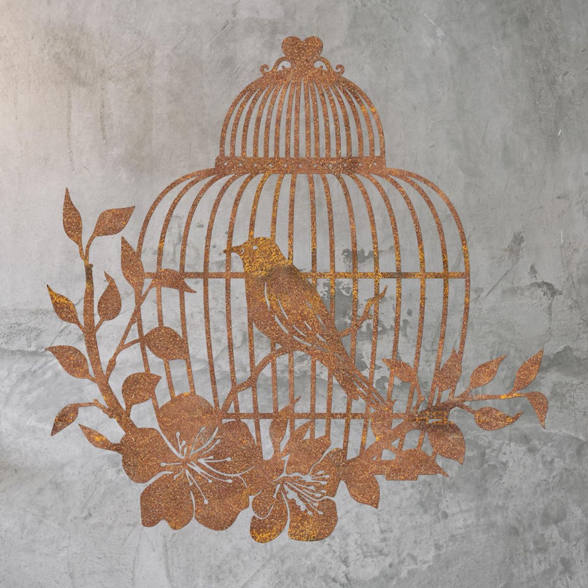 Bird Cage Wall Art in Situ on a Rustic Brick Wall