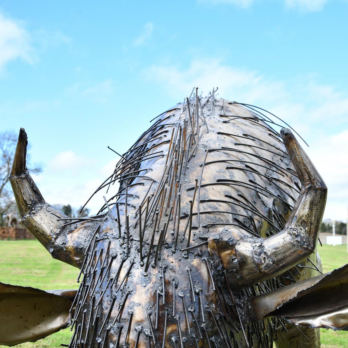 View of the Top of the Bison Recycled Metal Sculpture