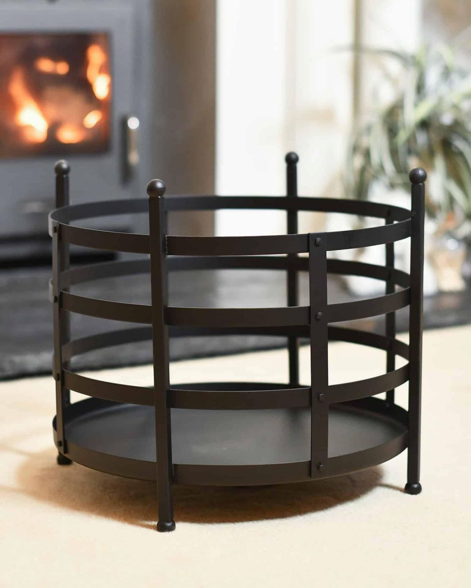 Empty Black "Basket" Log Holder