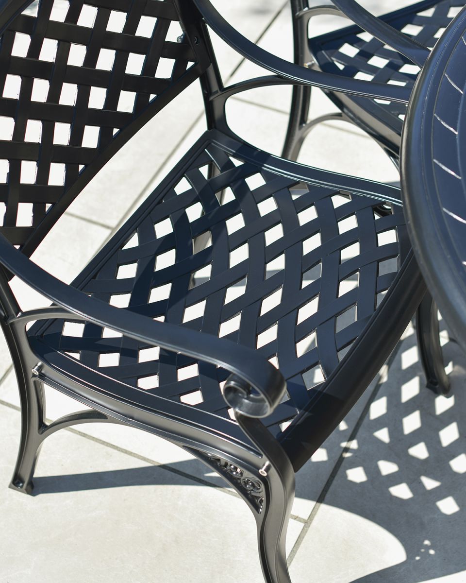 close-up of the "lattice" Design on the Seat of the Chair