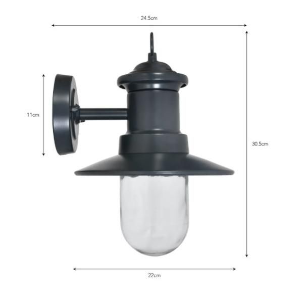 Black Nautical Style Wall Light Measurements