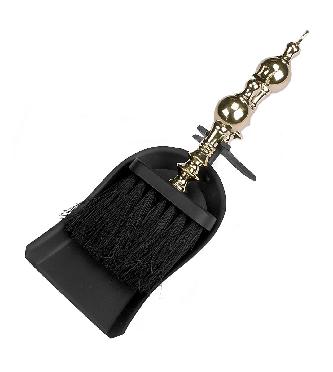 Black and Polished Brass Pan and Brush Set