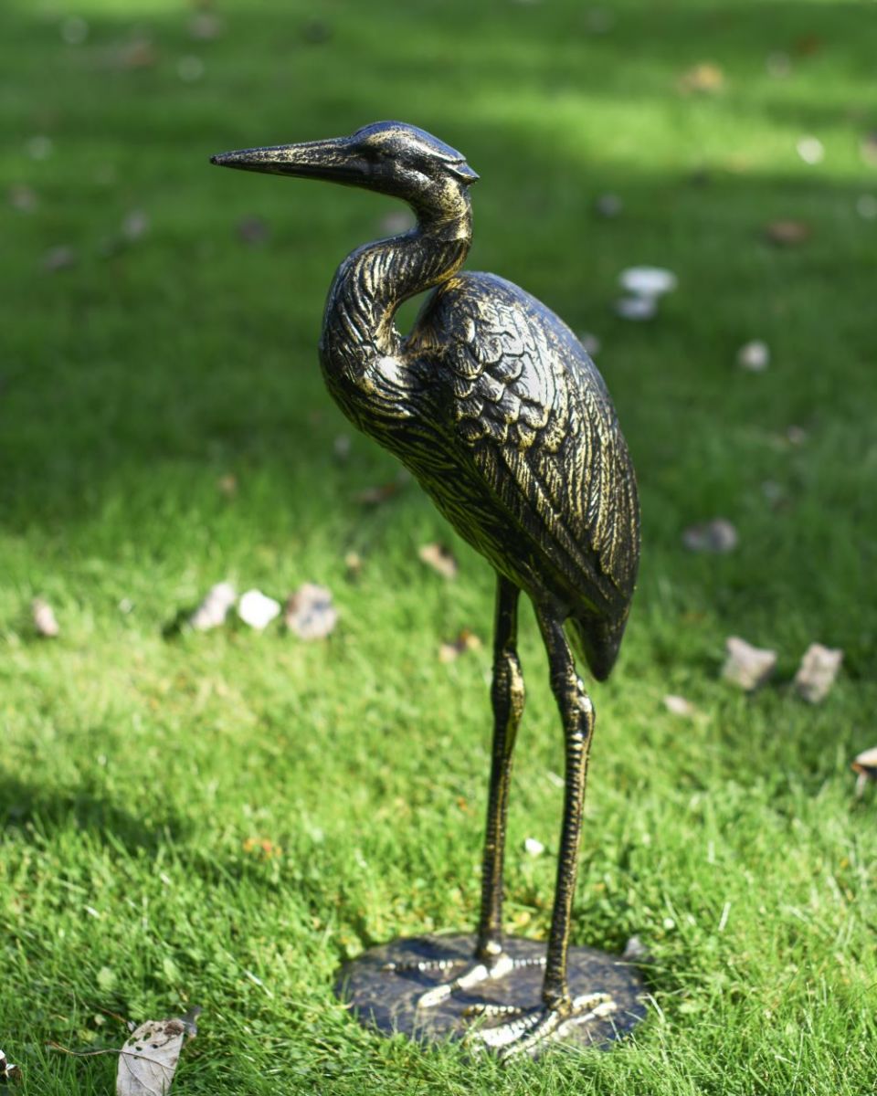 "Kingsley Crane" Black & Gold Cast Aluminium Crane Sculpture in Situ