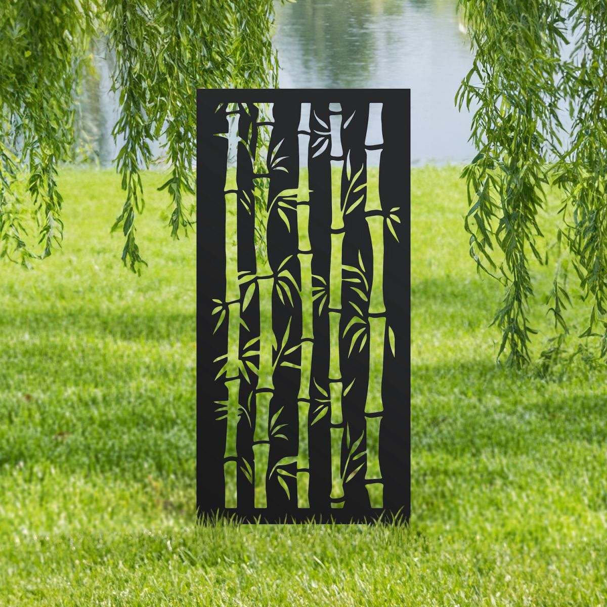 Decorative bamboo garden screen
