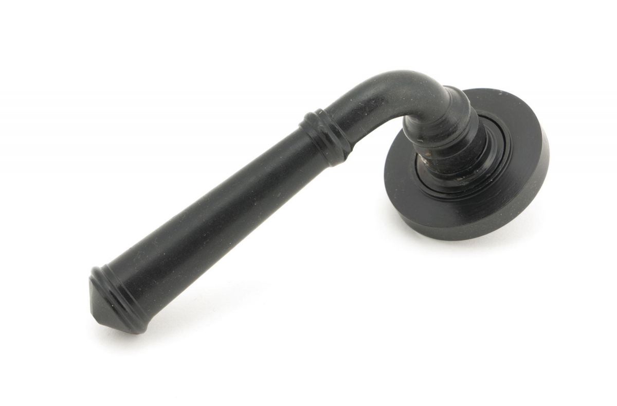 Black Beeswax Lever Door Handle on Rose Handle