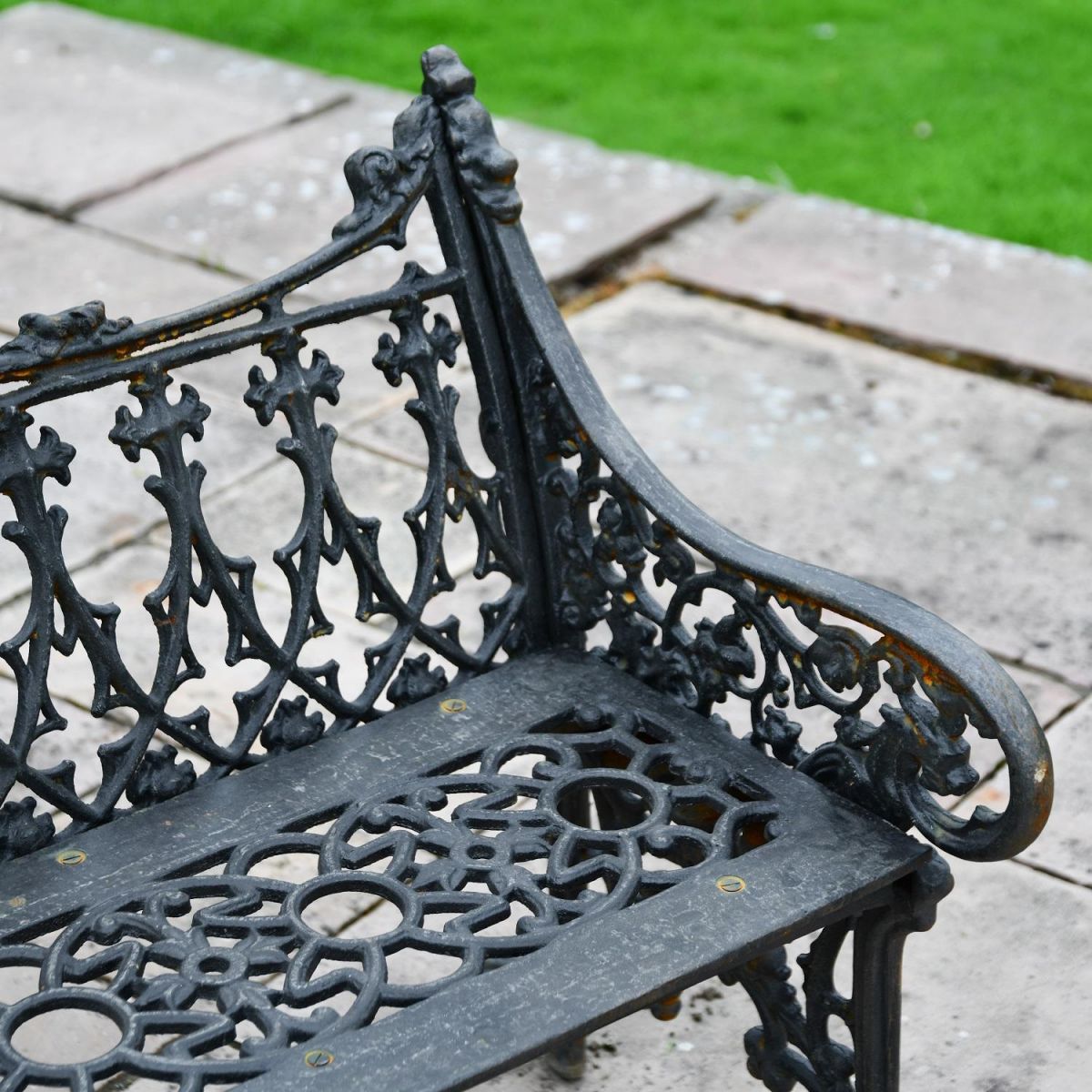 Cast Iron Aged Black Garden Bench 