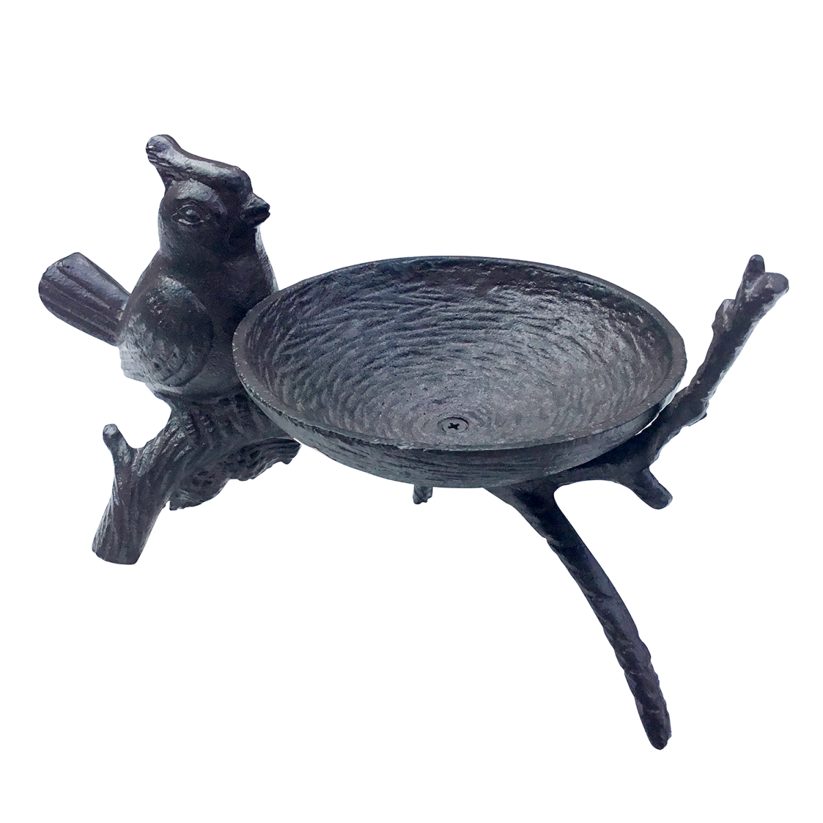 "Bird Sitting On Branch" Bird Bath & Feeder in Black