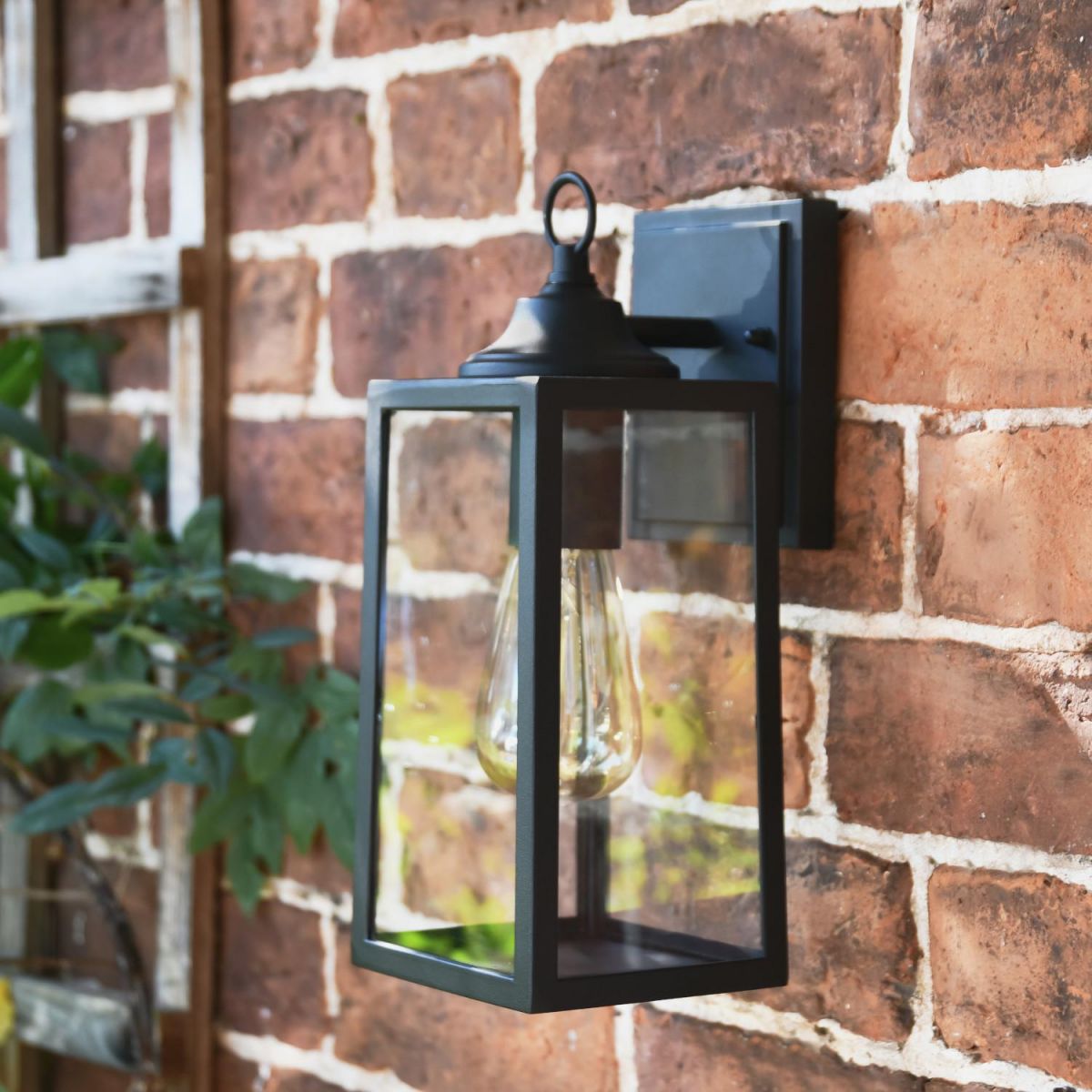 Black Contemporary "Clearscape" Outdoor Rectangular Top Fix Wall Lantern