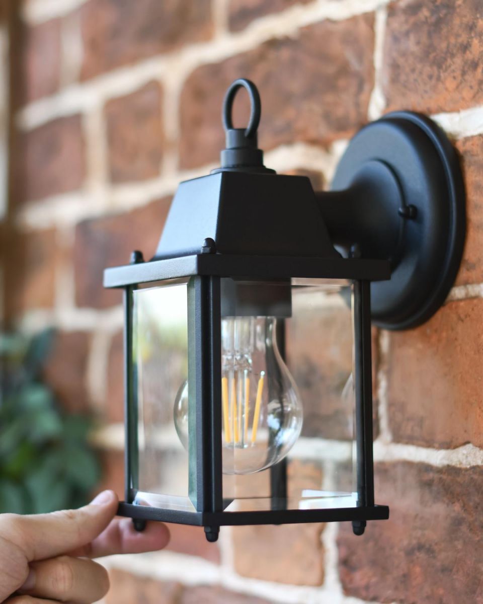 Scale Shot of Black Contemporary "Foursquare" Outdoor Wall Light