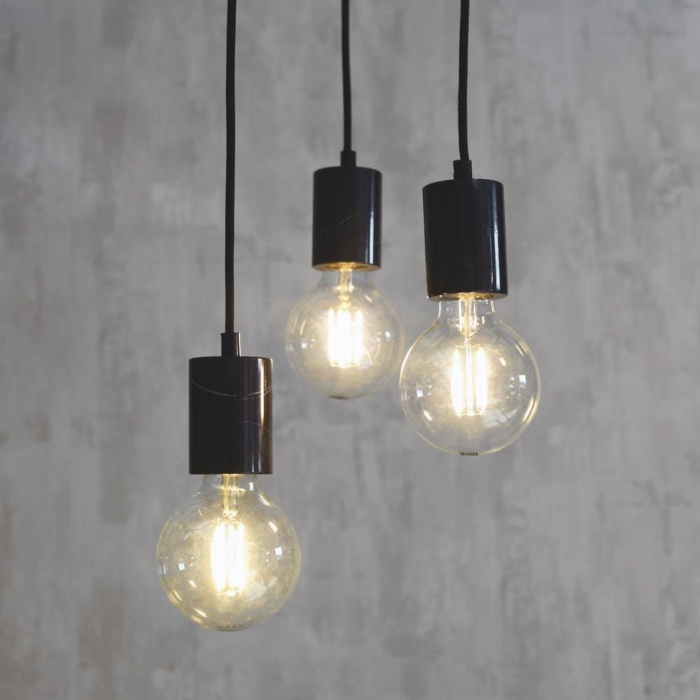 Black Contemporary Iron Hanging Cluster Light in Situ
