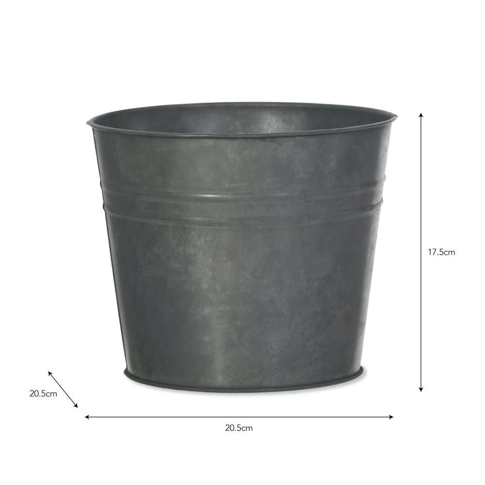 Black Galvanised Steel Plant Bucket Planter Dimensions