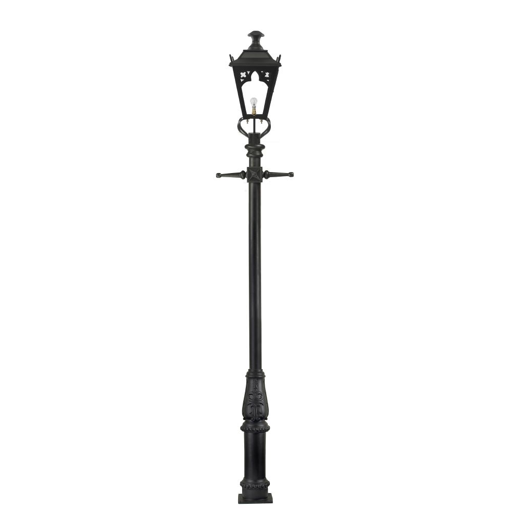 Black Gothic Lamp Post & Lantern Set 3.7m 