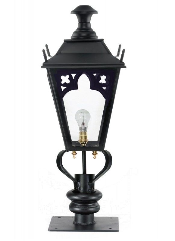 Black Gothic Pillar Light and Lantern Set 71cm