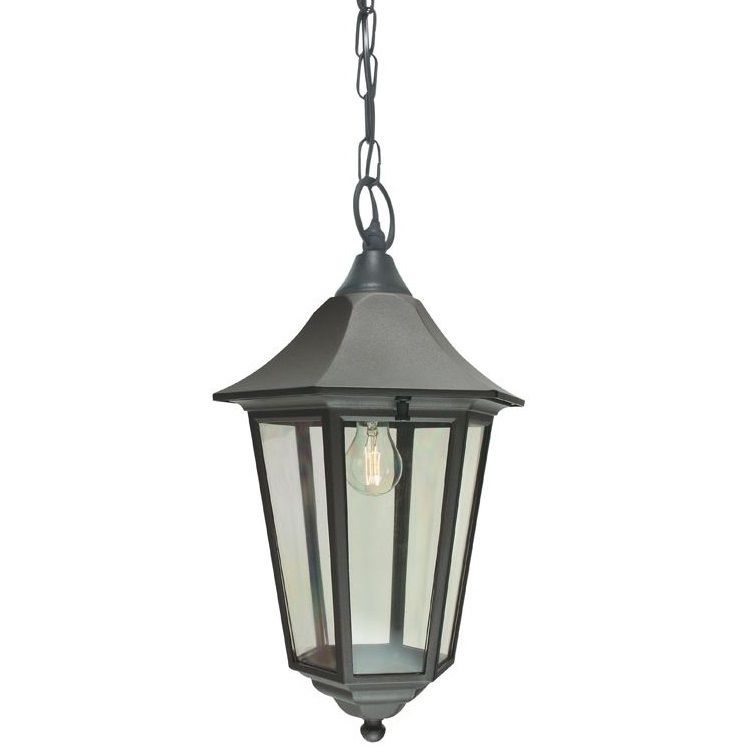 Black Hexagonal Conical Chain Hanging Lantern