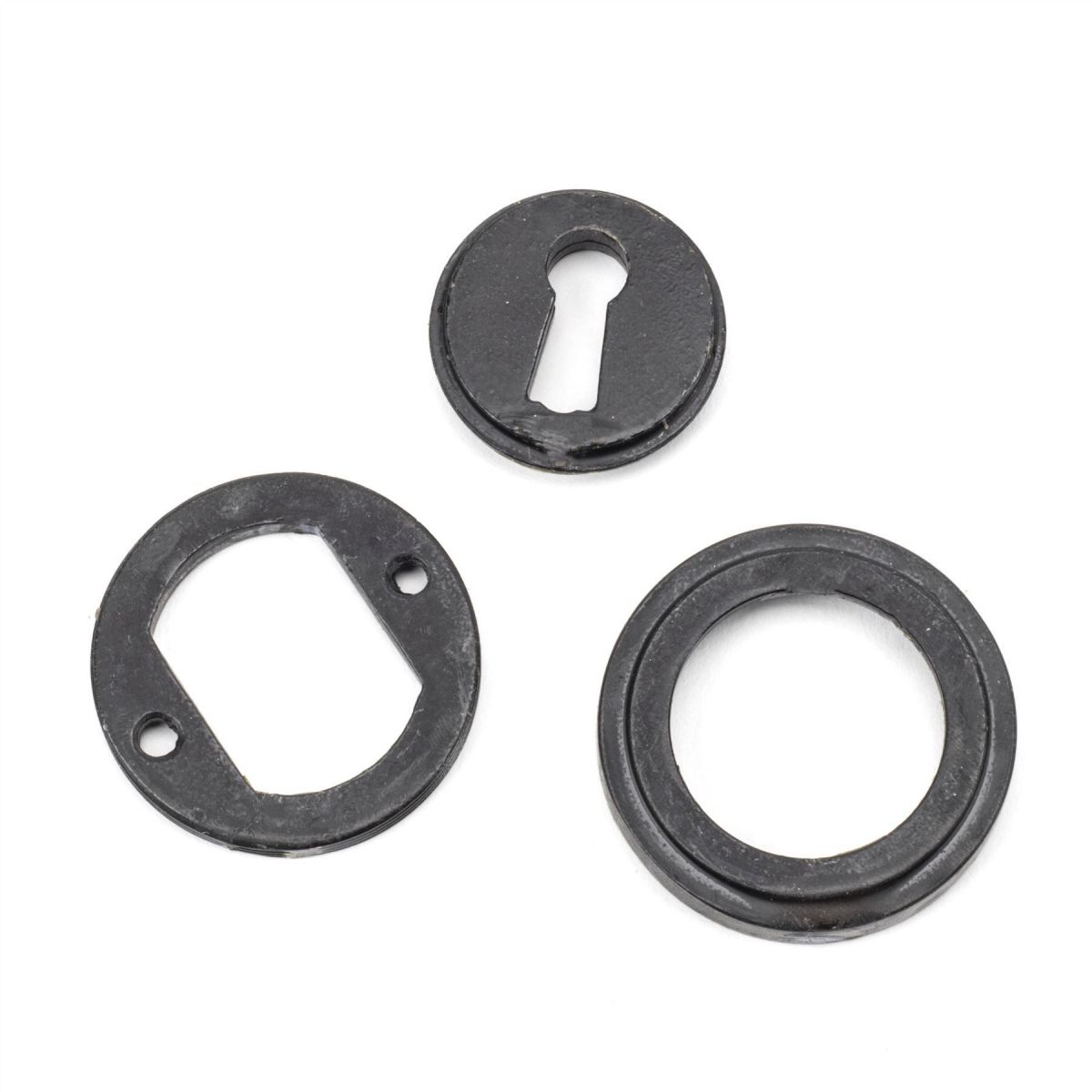 Black Iron Beeswax Round Art Deco Escutcheon Parts
