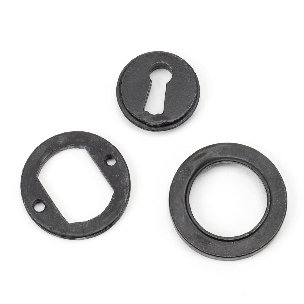 Black Iron Beeswax Round Escutcheon Parts