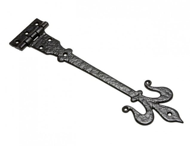 Black Iron Fleur-De-Lys Hinge Pair