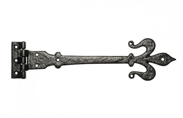 Black Iron Fleur-De-Lys Hinge Pair