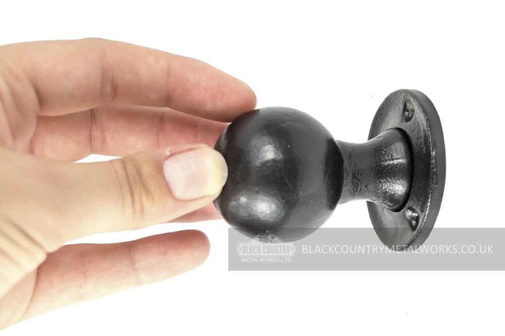Traditional Black Iron Round Door Knob Set