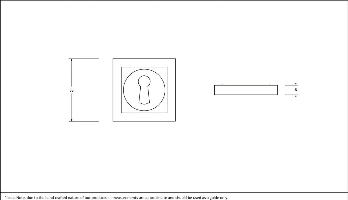 Aged Pewter Simple Square Euro Escutcheon Dimensions
