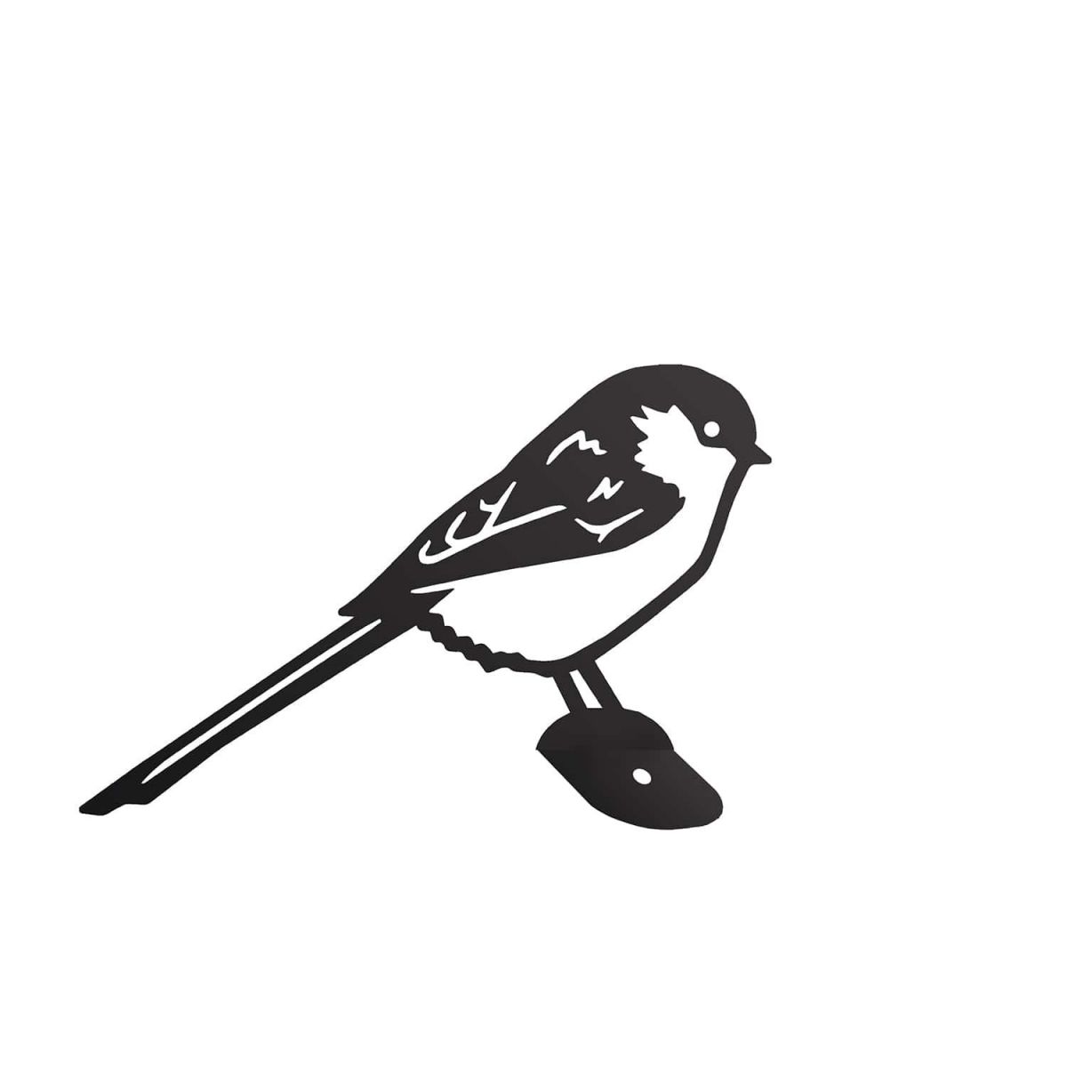 Close-Up of Black Long-Tailed Tit Steel Fence Topper