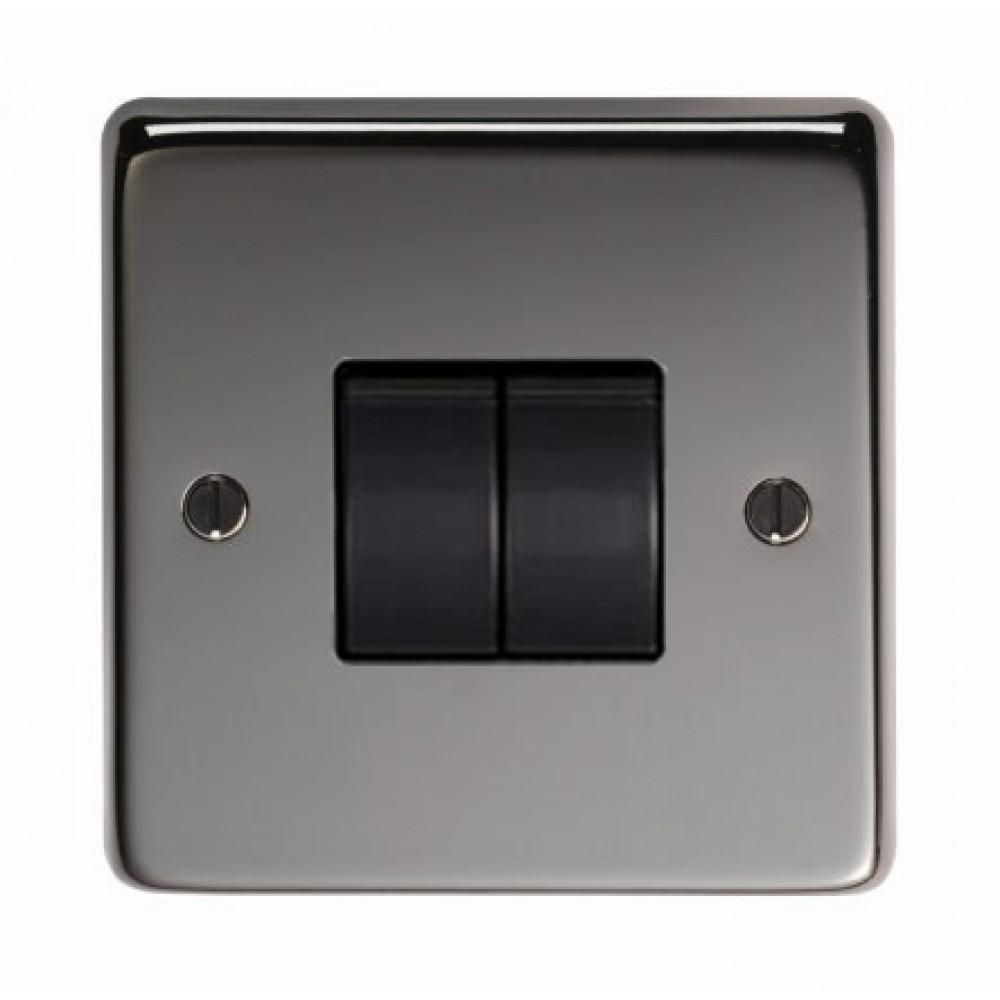 10 Amp Double Switch Light Switch Finished in a Black Nickel